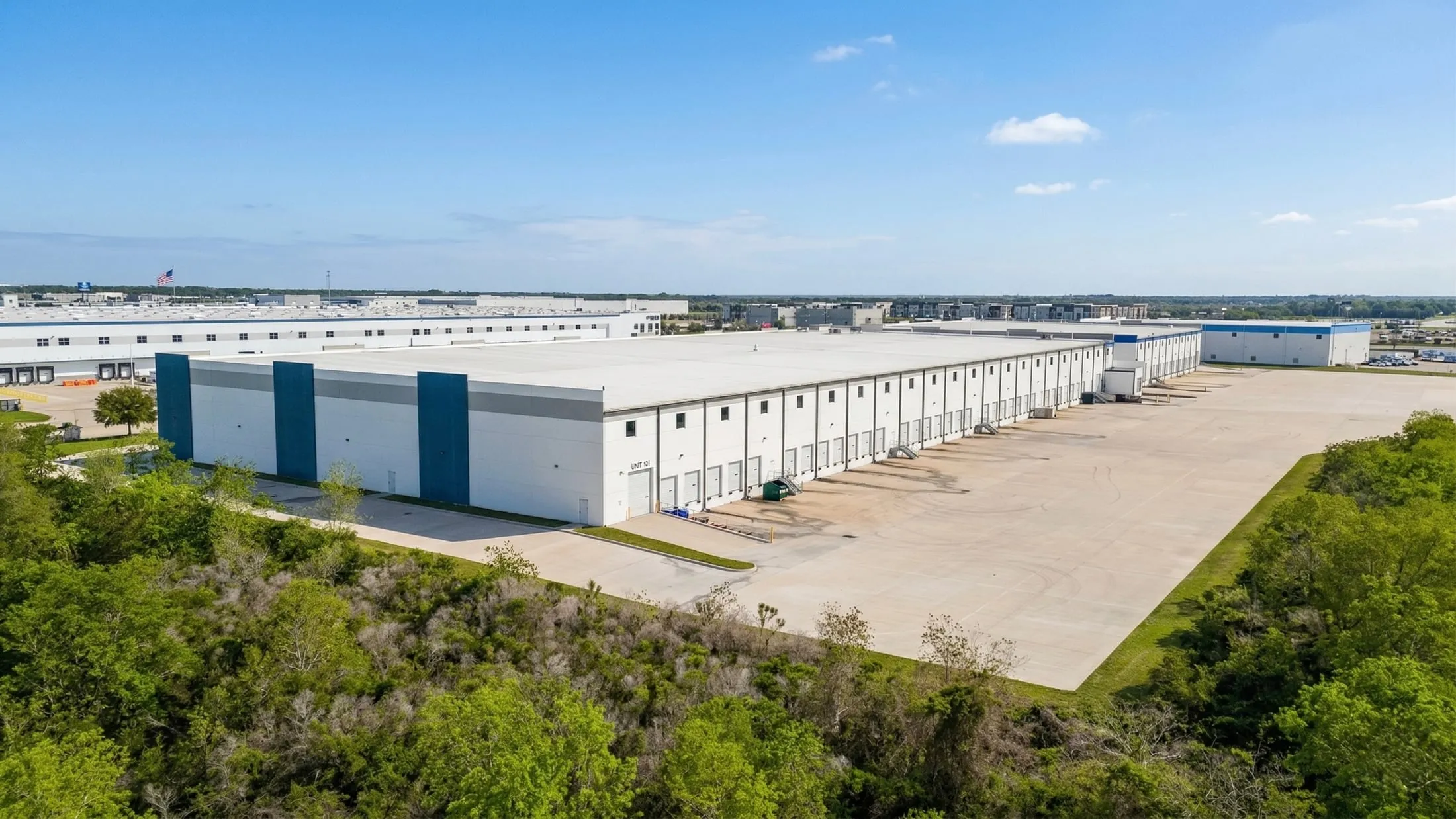 Aerial view of the Built Realty Katy industrial property